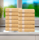 Brea Zero-Twist Cotton Ribbed Face Towel Set 12 Piece