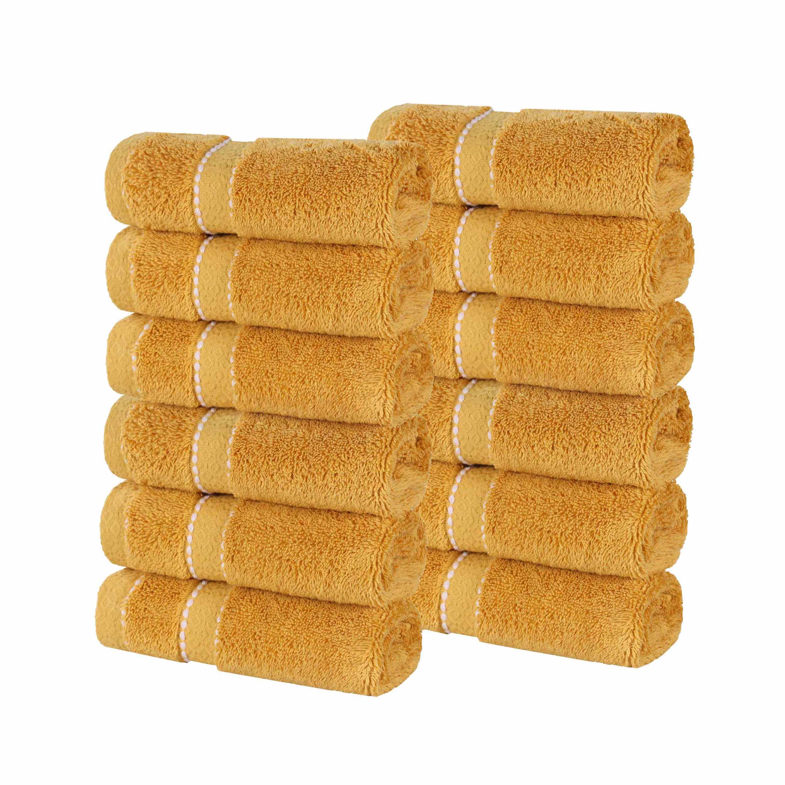 Niles Egyptian Giza Cotton Plush Absorbent Face Towel Washcloth Set of 12
