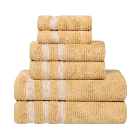 Zero Twist Cotton Ribbed Towel Set 6-Piece - Brea