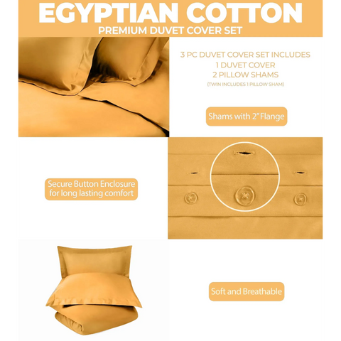 400 Thread Count Egyptian Cotton Solid Duvet Cover