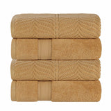 Zero Twist Cotton Solid and Jacquard Bath Towel Set of 4