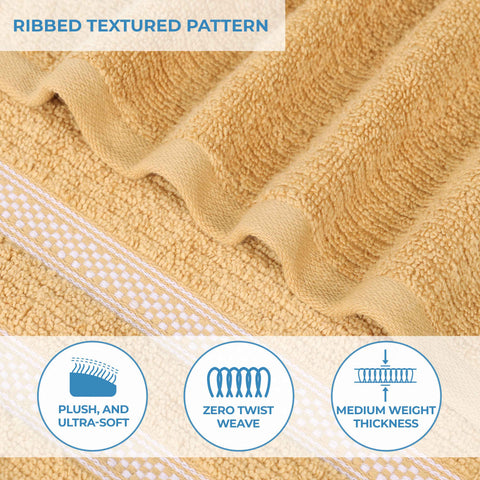 Brea Zero-Twist Cotton Ribbed Face Towel Set 12 Piece