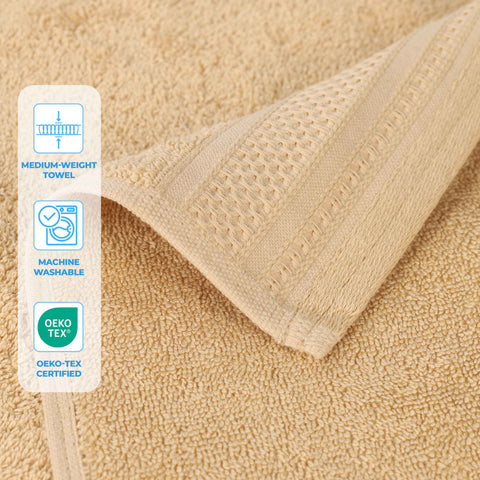 Cotton Waffle Border Hand Towel Set 6-Piece - Honeycomb