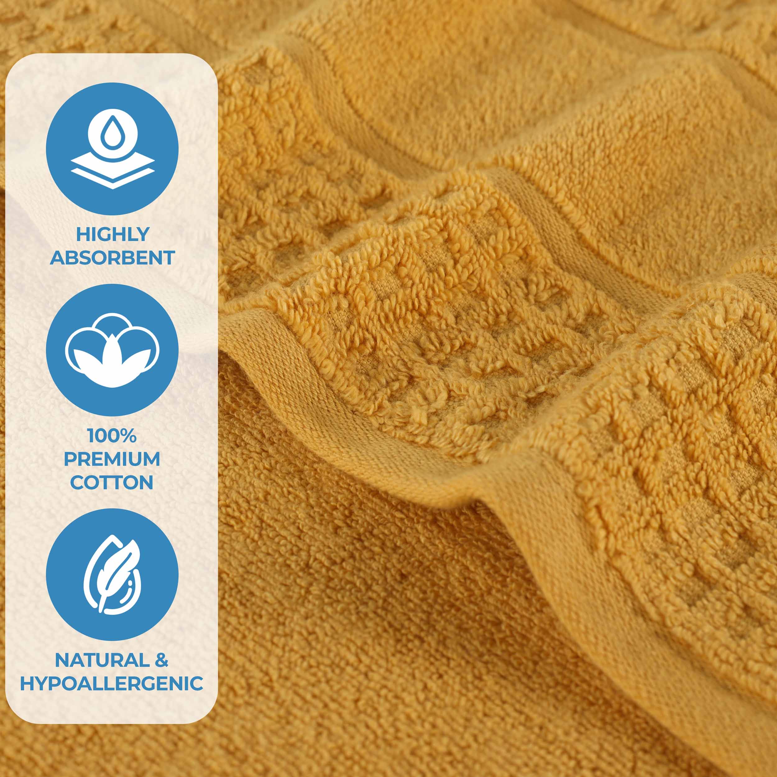 Napa Zero Twist Cotton Solid Waffle Face Towel Washcloth Set of 12
