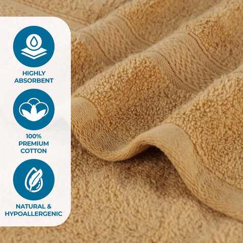 Chevron Zero Twist Solid Soft Absorbent Cotton 3 Piece Towel Set