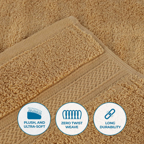 Chevron Zero-Twist Cotton Jacquard and Solid Towel Set 6 Piece