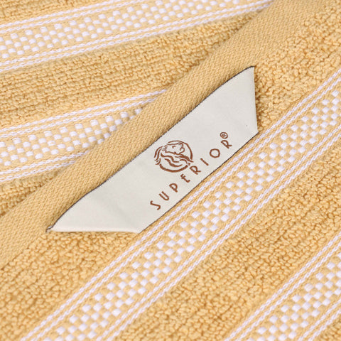 Brea Zero Twist Cotton Ribbed Geometric Border 12 Piece Towel Set