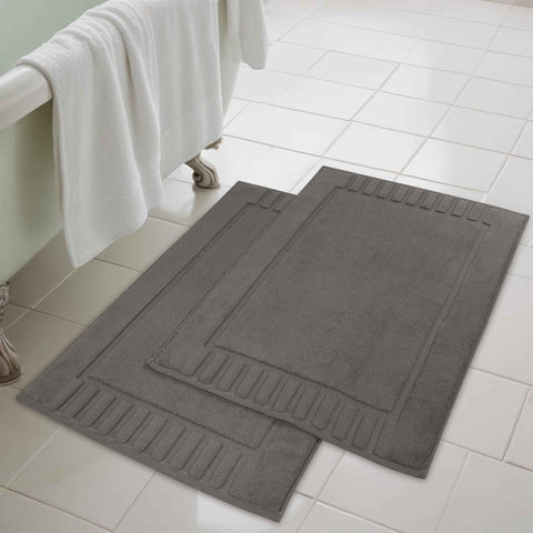 Leo Cotton Modern Absorbent Heavy Washable Bath Mat Set of 2