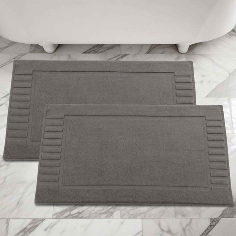 Leo Cotton Modern Absorbent Heavy Washable Bath Mat Set of 2