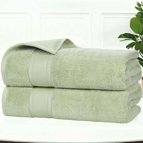 Zero Twist Cotton Medium Weight Soft Bath Towel Set of 2