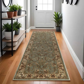 Heritage Traditional Floral Scroll Indoor Runner or Area Rug