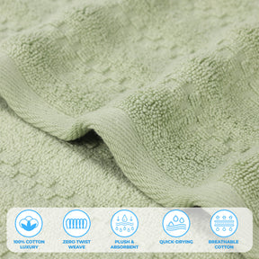 Zuma Zero Twist Cotton Medium Weight Waffle Stripes 8 Piece Towel Set