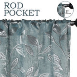 Leaves Machine Washable Room Darkening Blackout Curtains, Set of 2