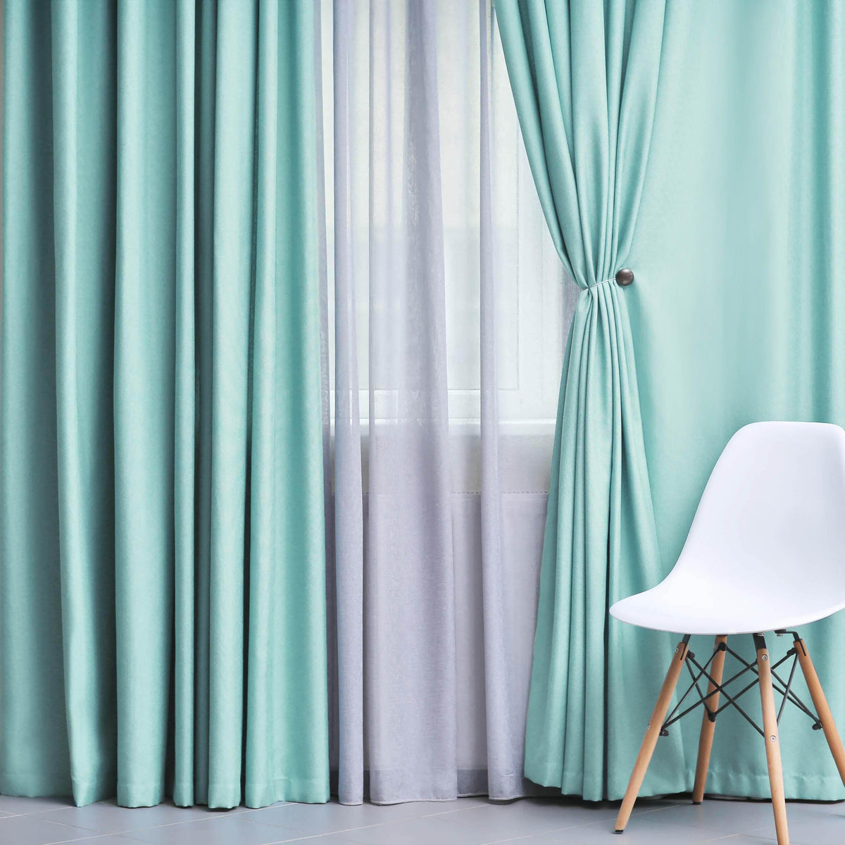 Solid Machine Washable Room Darkening Blackout Curtains, Set of 2