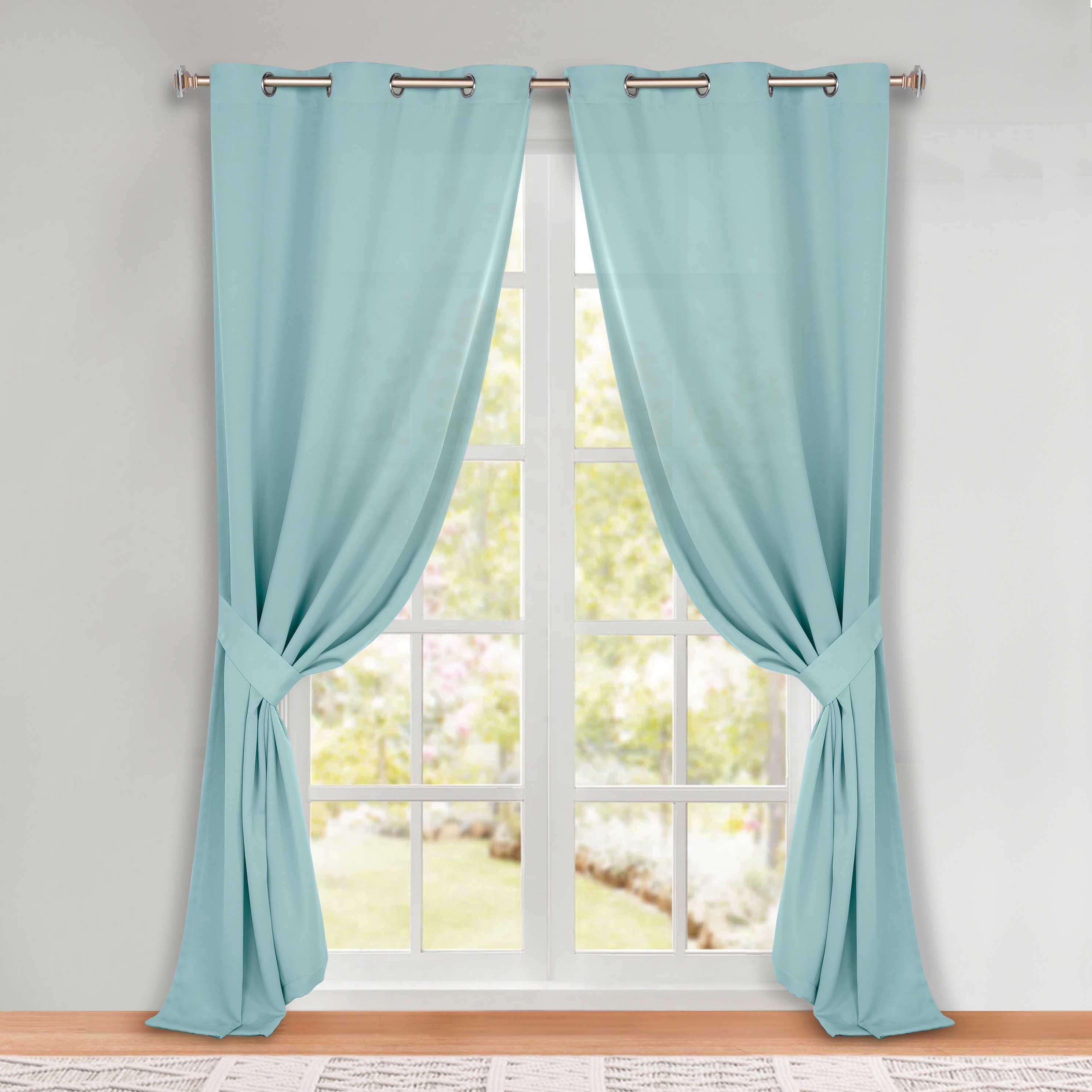 Classic Modern Solid Room Darkening Blackout Curtain Panels, Set of 2