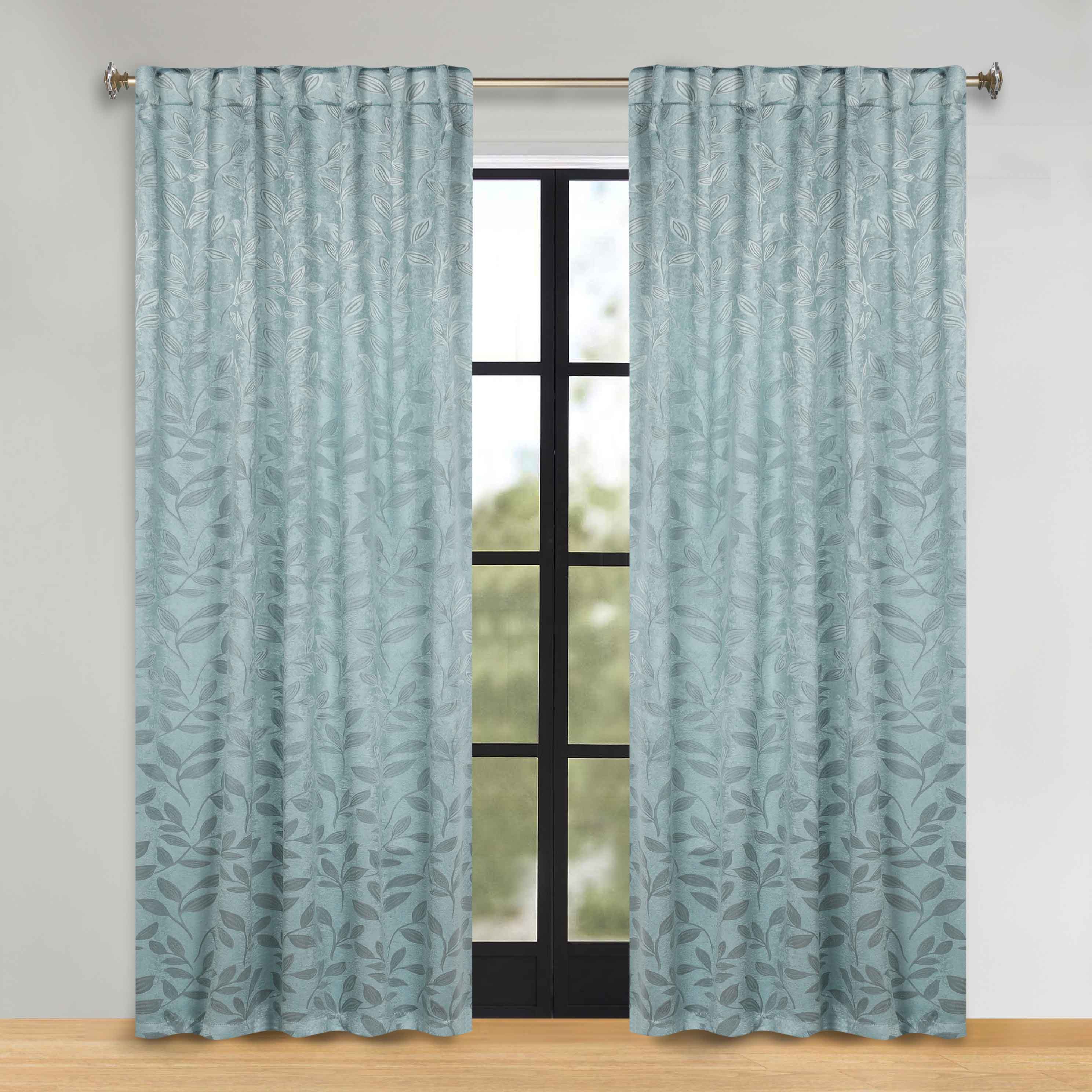 Leaves Room Darkening Back Tabs Blackout Curtain Panels, Set of 2