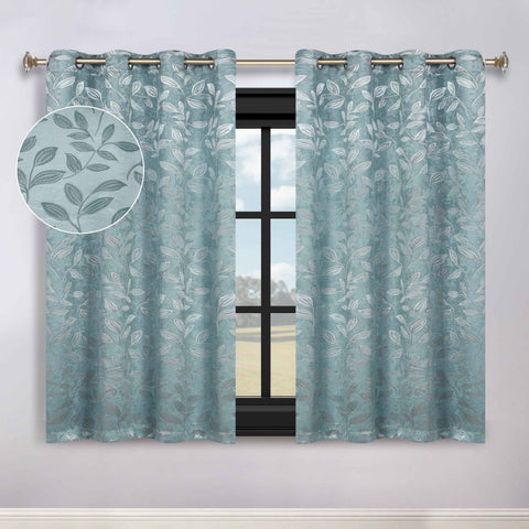 Leaves Room Darkening Washable Blackout Curtain Panels, Set of 2