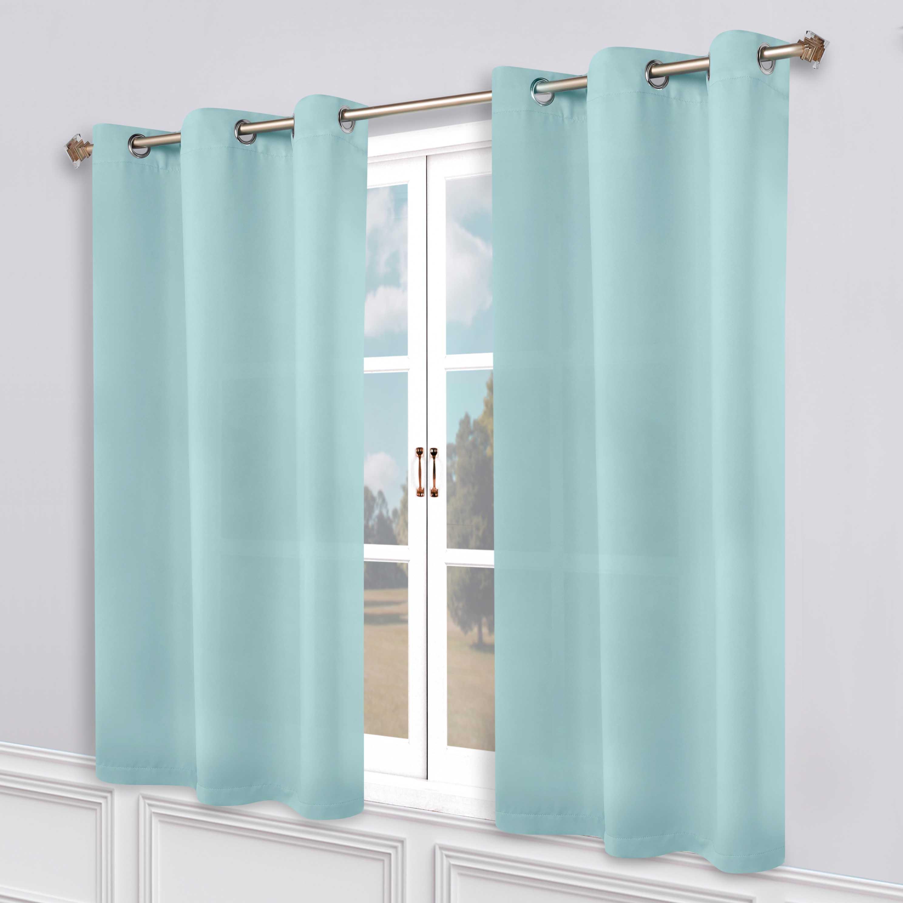 Classic Modern Solid Room Darkening Blackout Curtain Panels, Set of 2