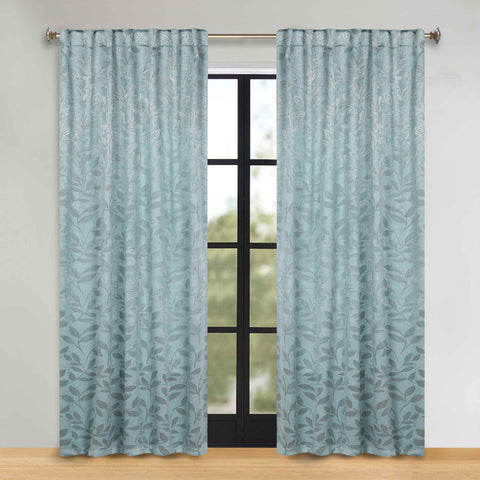 Leaves Room Darkening Back Tabs Blackout Curtain Panels, Set of 2