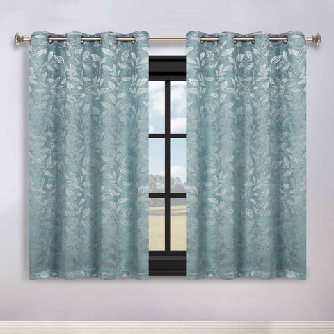 Leaves Room Darkening Washable Blackout Curtain Panels, Set of 2