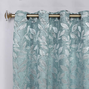 Leaves Room Darkening Washable Blackout Curtain Panels, Set of 2