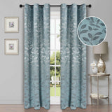 Leaves Machine Washable Room Darkening Blackout Curtains, Set of 2