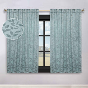 Leaves Room Darkening Back Tabs Blackout Curtain Panels, Set of 2