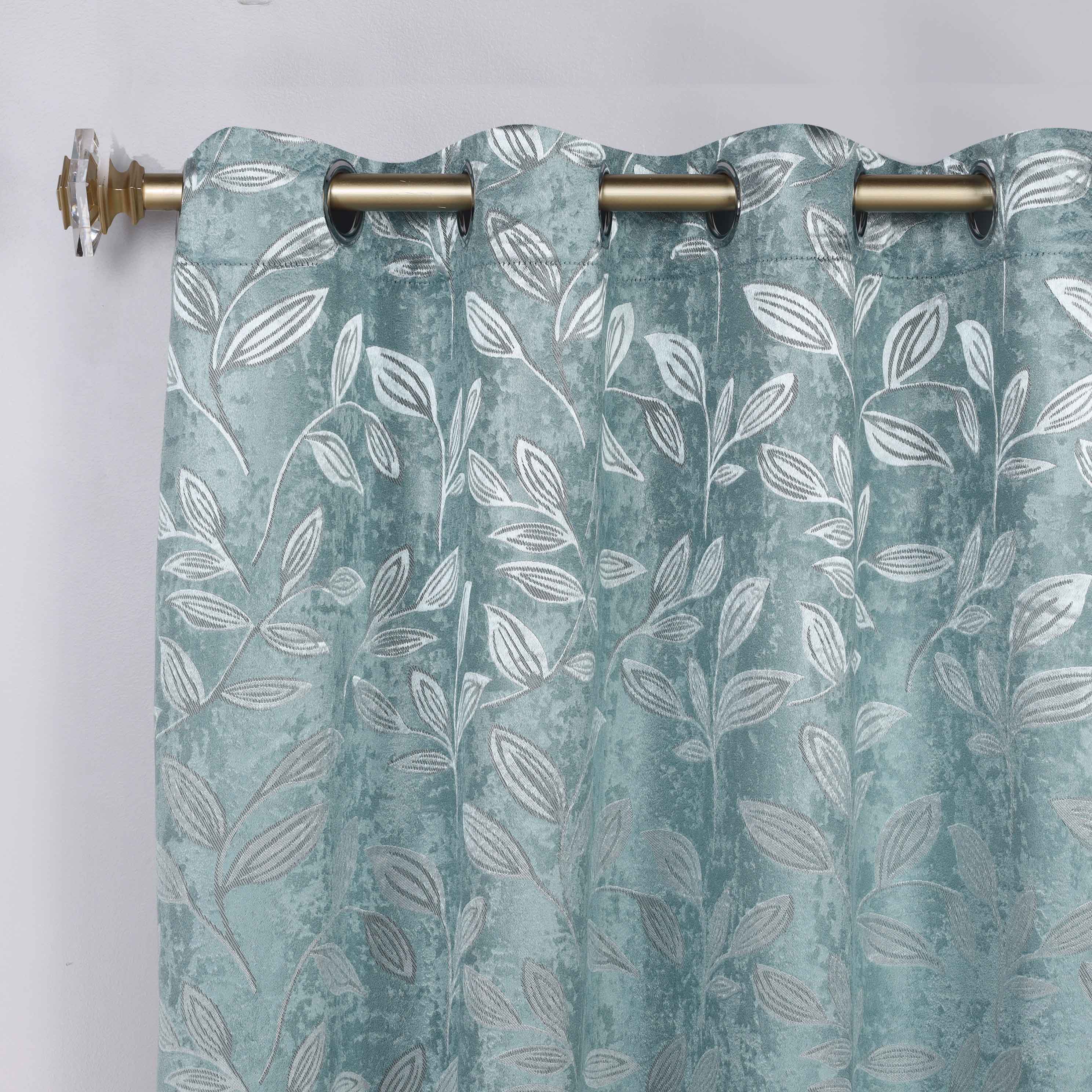 Leaves Room Darkening Washable Blackout Curtain Panels, Set of 2