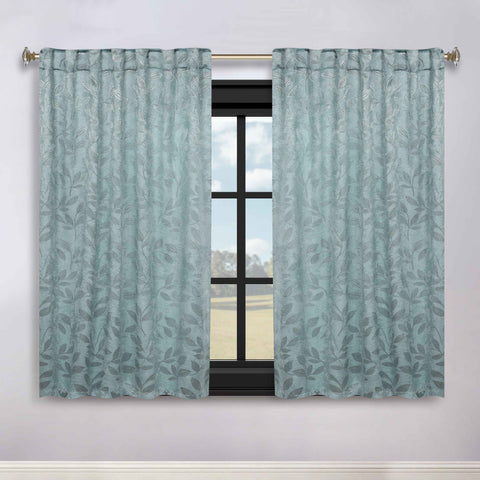 Leaves Room Darkening Back Tabs Blackout Curtain Panels, Set of 2