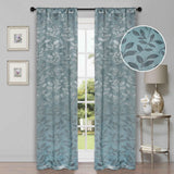 Leaves Machine Washable Room Darkening Blackout Curtains, Set of 2