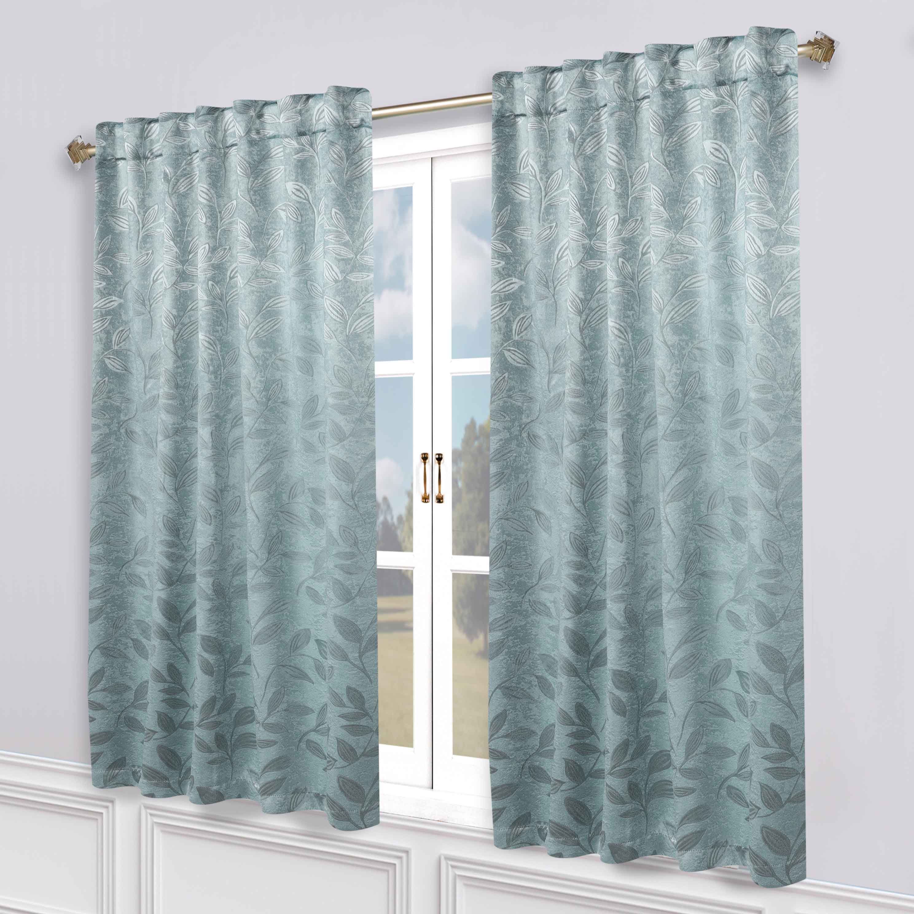 Leaves Room Darkening Back Tabs Blackout Curtain Panels, Set of 2