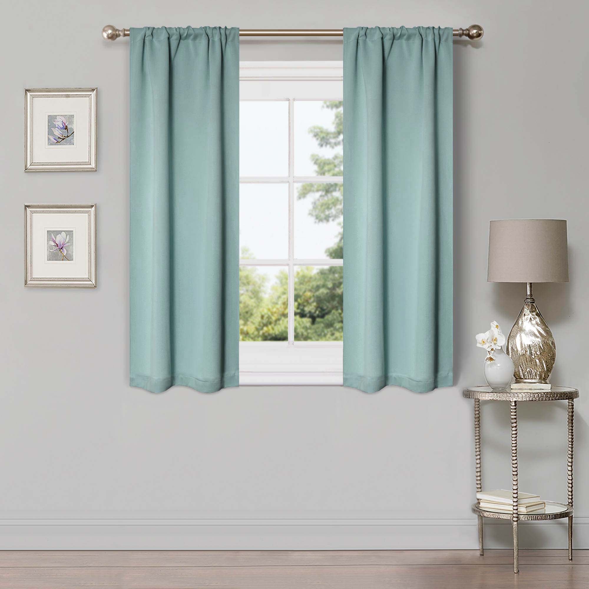 Solid Room Darkening Rod Pocket Blackout Curtain Panels, Set of 2