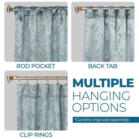 Leaves Room Darkening Back Tabs Blackout Curtain Panels, Set of 2