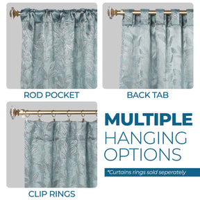 Leaves Room Darkening Back Tabs Blackout Curtain Panels, Set of 2