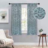 Leaves Machine Washable Room Darkening Blackout Curtains, Set of 2