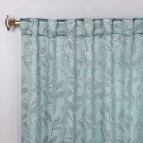Leaves Room Darkening Back Tabs Blackout Curtain Panels, Set of 2