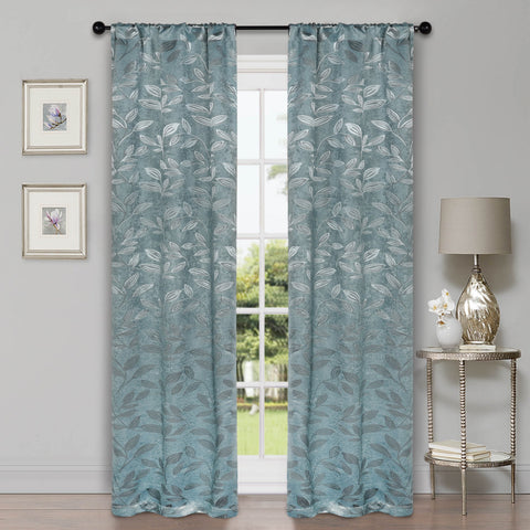 Leaves Room Darkening Washable Blackout Curtain Panels, Set of 2