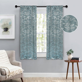 Leaves Room Darkening Washable Blackout Curtain Panels, Set of 2