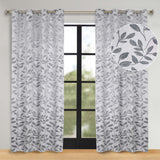 Leaves Room Darkening Washable Blackout Curtain Panels, Set of 2