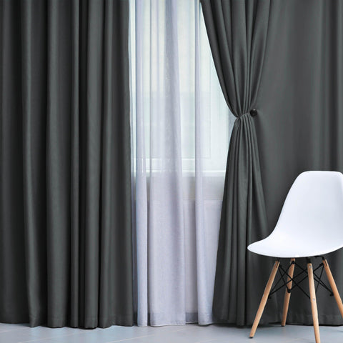 Modern Blackout Window Curtains Solid Room Darkening Set of 2