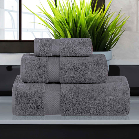 3 Piece Zero Twist Cotton Towels Soft Absorbent