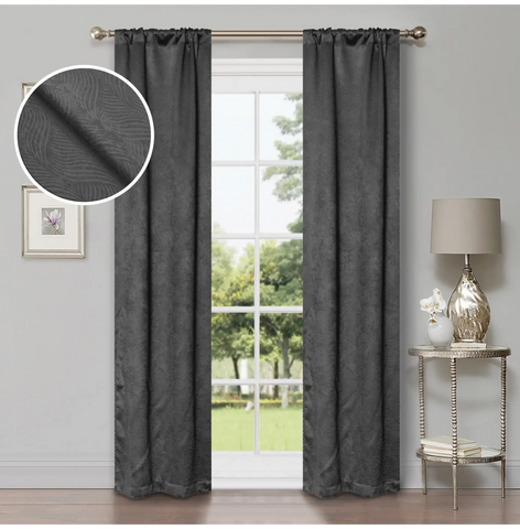 Blackout Window Curtains Waverly Geometric Room Darkening Washable Set of 2