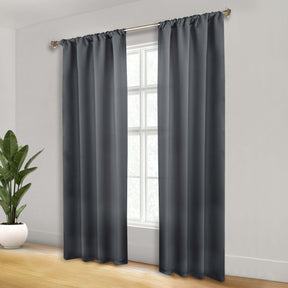 Solid Room Darkening Rod Pocket Blackout Curtain Panels, Set of 2