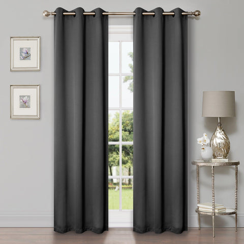 Modern Blackout Window Curtains Solid Room Darkening Set of 2