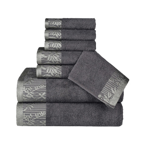 Cotton Floral Jacquard Towel Set 8-Piece - Wisteria