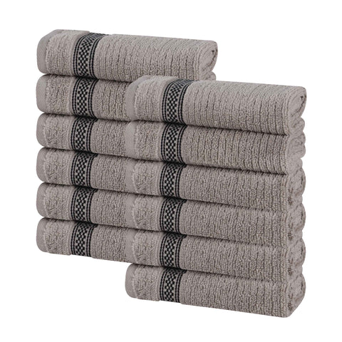Brea Zero-Twist Cotton Ribbed Face Towel Set 12 Piece