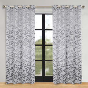 Leaves Room Darkening Washable Blackout Curtain Panels, Set of 2