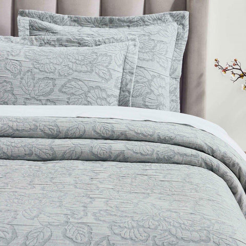 Cotton Bedspread Sets 3-Piece Hibiscus Floral Jacquard Matelassé