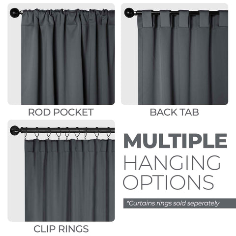 Blackout Window Curtains Solid Room Darkening Back Tab Set of 2