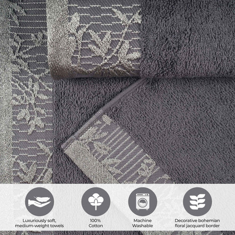 Cotton Floral Jacquard Towel Set 8-Piece - Wisteria